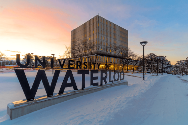 A photograph of the Univeristy of Waterloo's large cube-shaped library